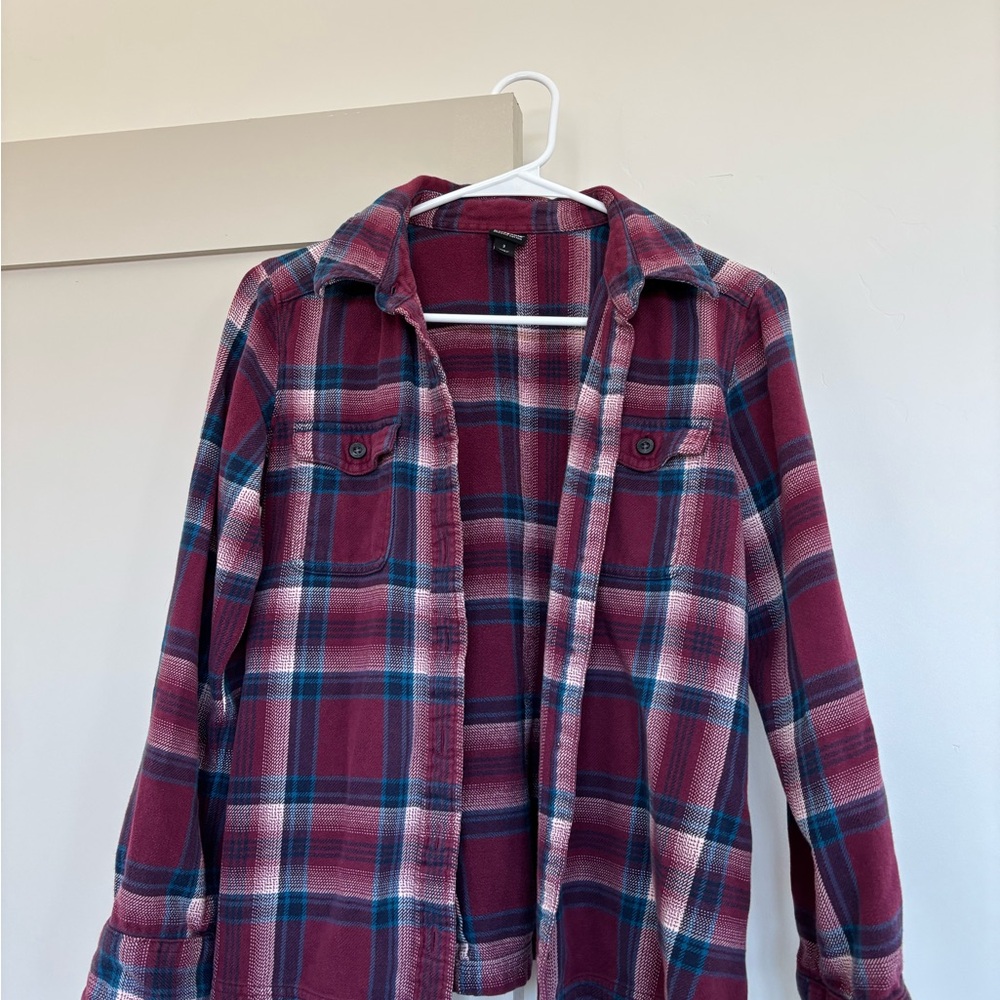 Patagonia Burgundy and Blue Plaid Shirt